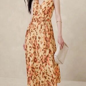 Banana Republic Animal Print Midi Dress - Orange and Brown